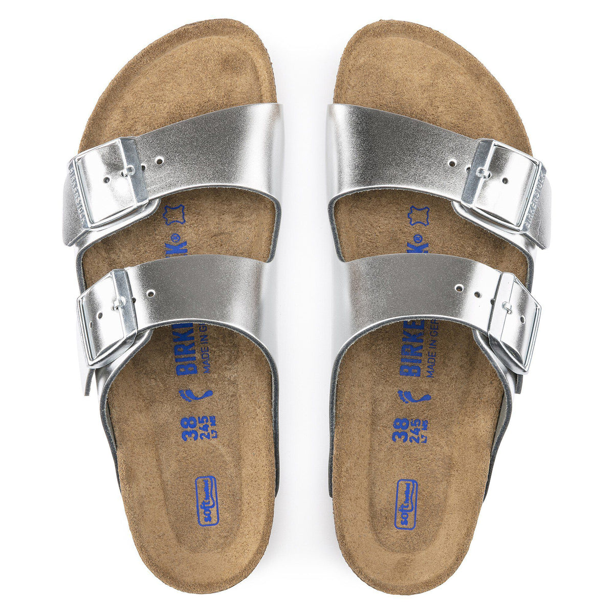 Arizona Soft Footbed Natural Leather - Metallic Silver