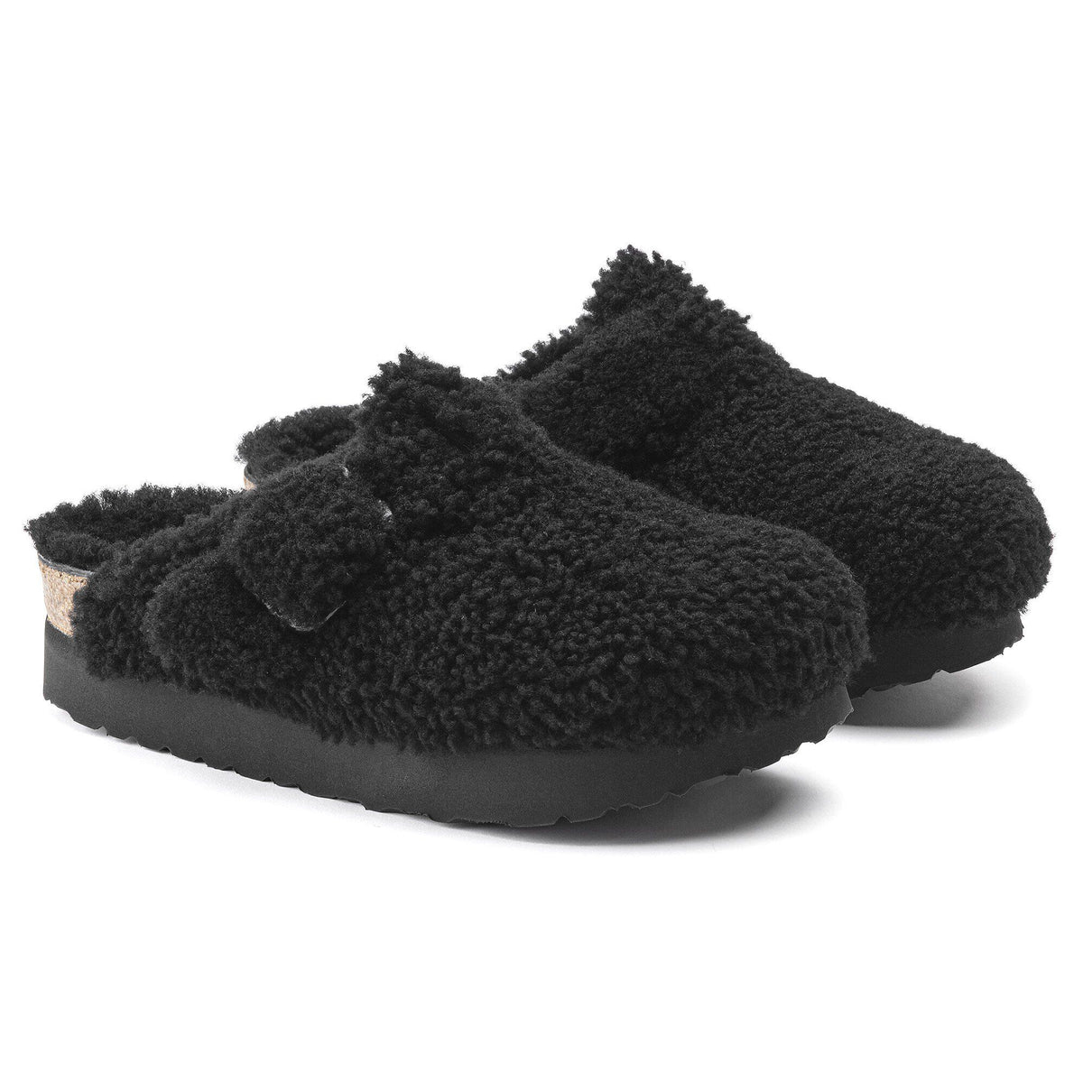 Boston Big Buckle Platform Fur - Teddy Black