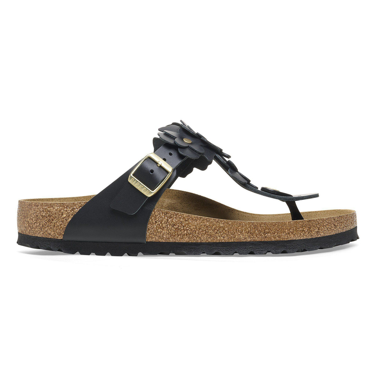 Gizeh Flower Embellishment Natural Leather - Black