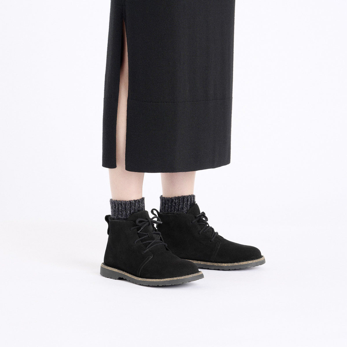 Uppsala Mid Shearling Suede Leather - Black