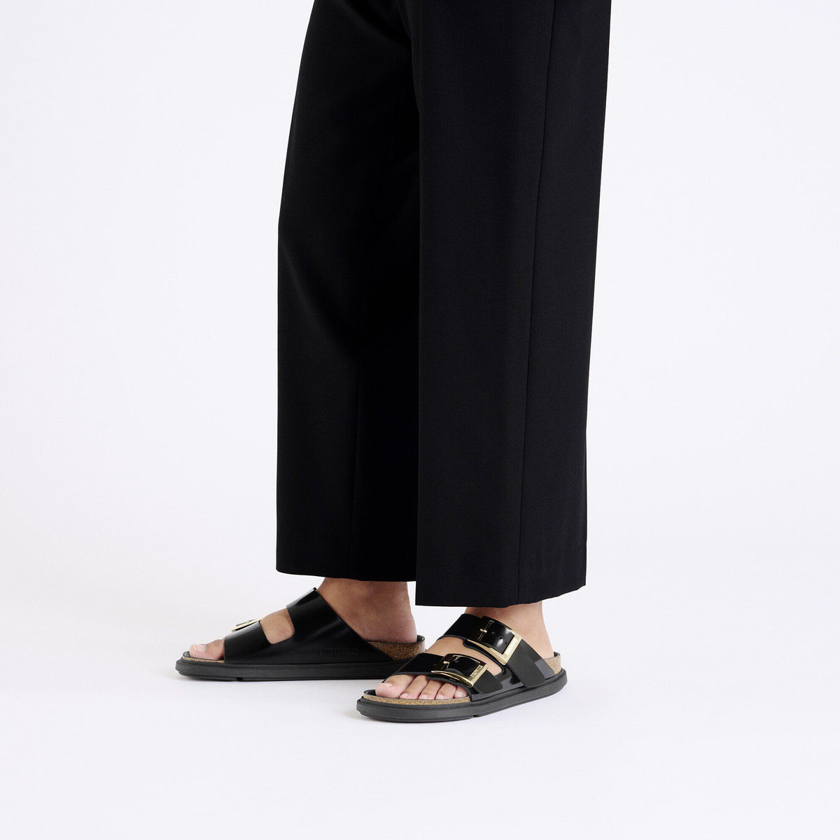 Arizona Droplet Buckle Natural Leather Patent - High Shine Black