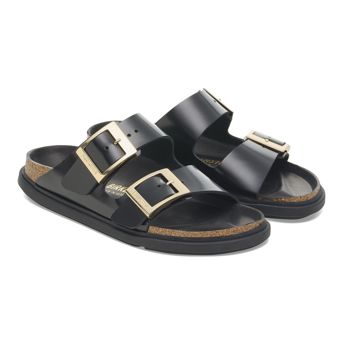 Arizona Droplet Buckle Natural Leather Patent - High Shine Black