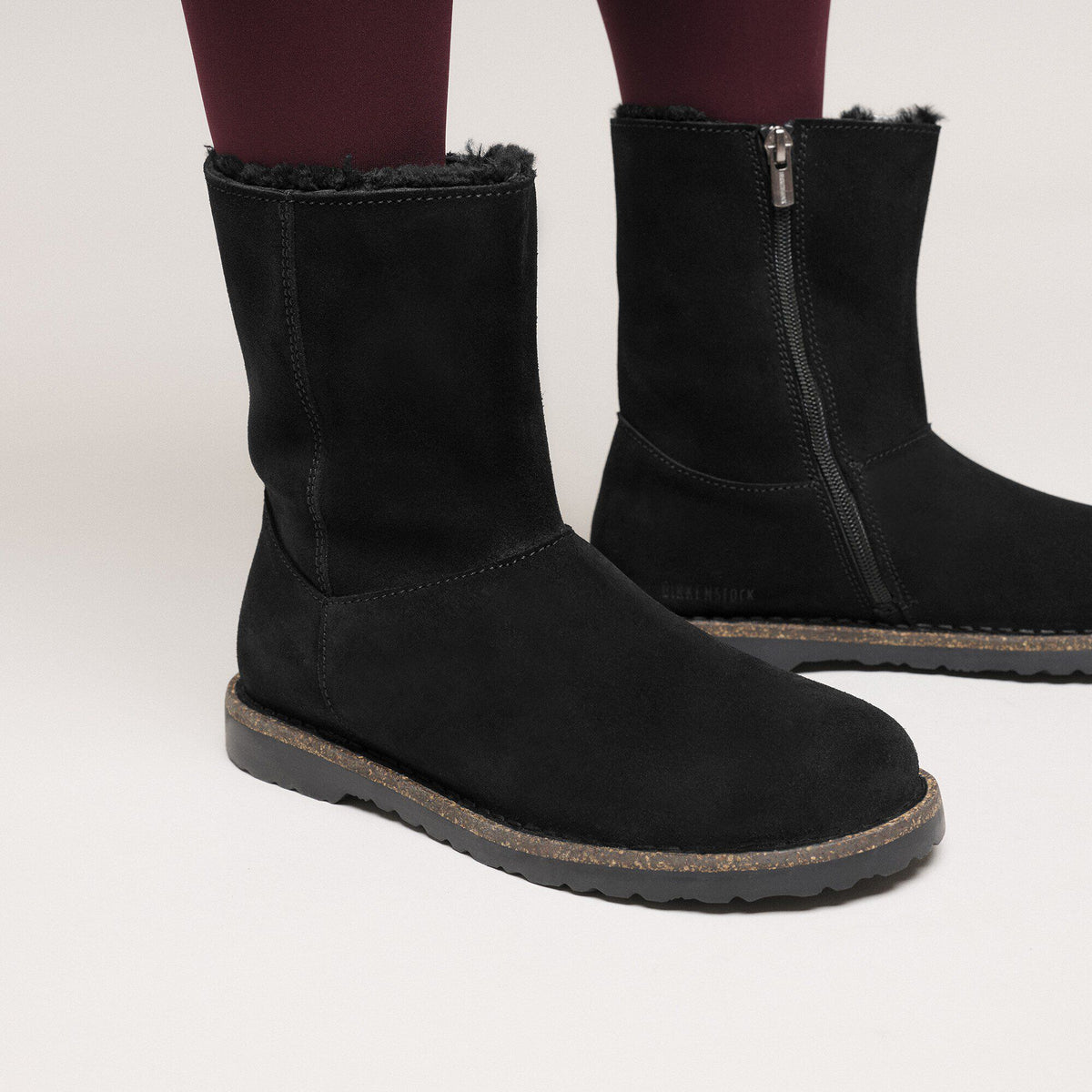 Uppsala Zip Shearling Suede Leather - Black