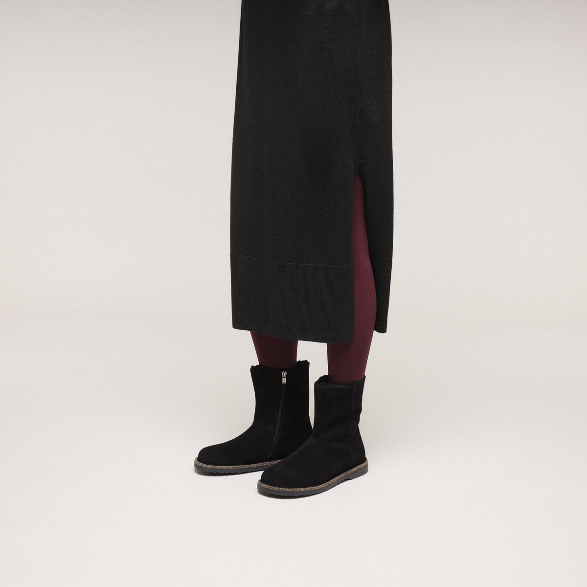Uppsala Zip Shearling Suede Leather - Black