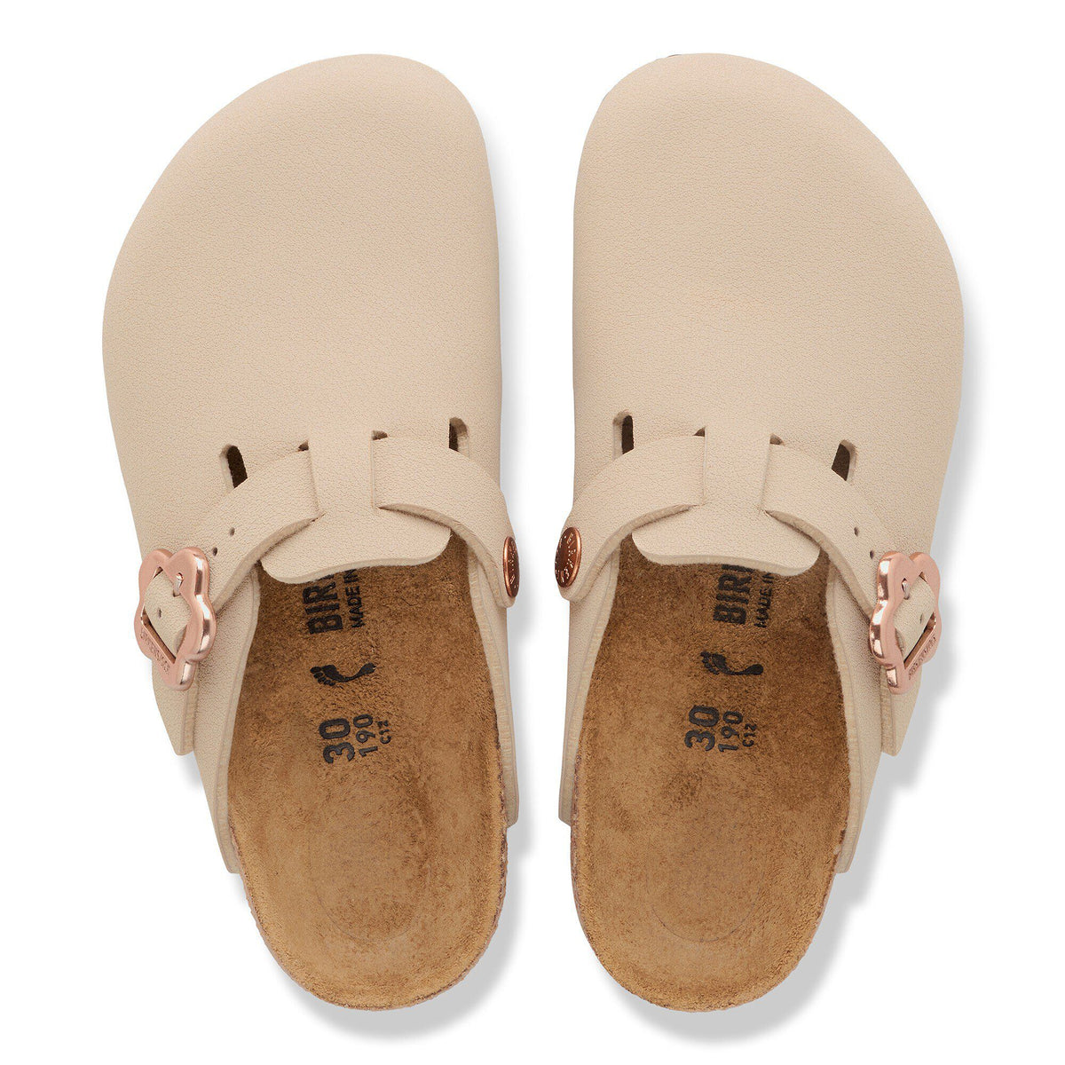 Boston Flower Buckle Kids Birko-Flor Nubuck - Sandcastle