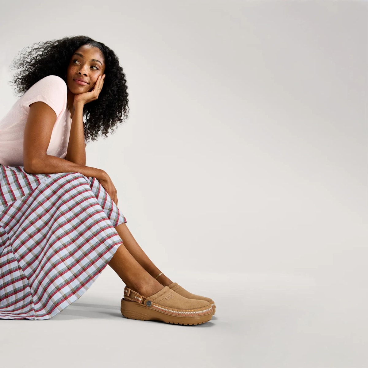 Crafted Vegan Suede Stitch Clog - Sepia