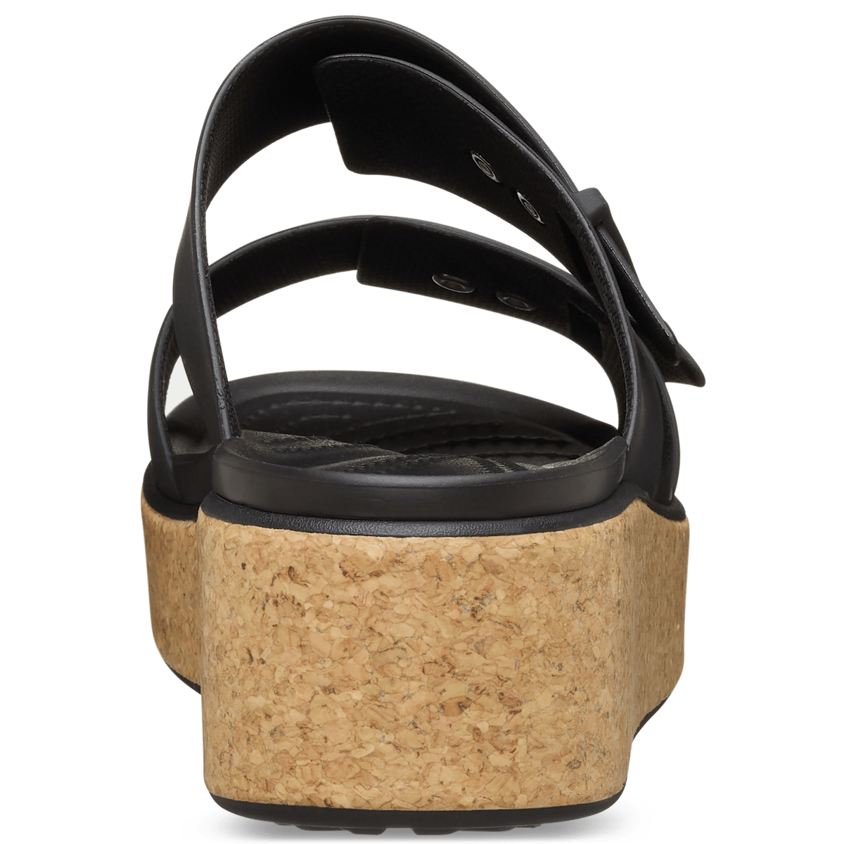 Brooklyn Buckle Low Wedge Cork Sandal - Black