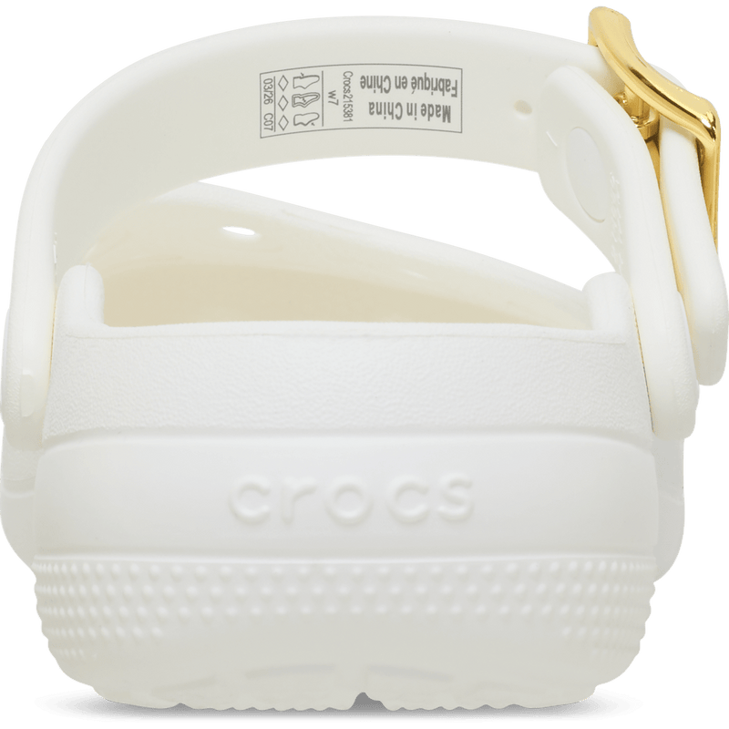Classic Metallic Buckle Ballet - White / Gold