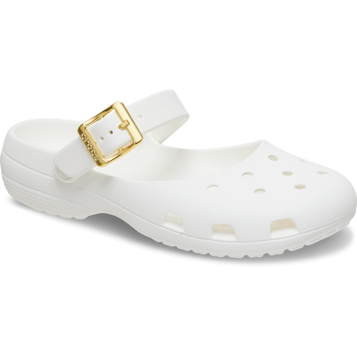 Classic Metallic Buckle Ballet - White / Gold