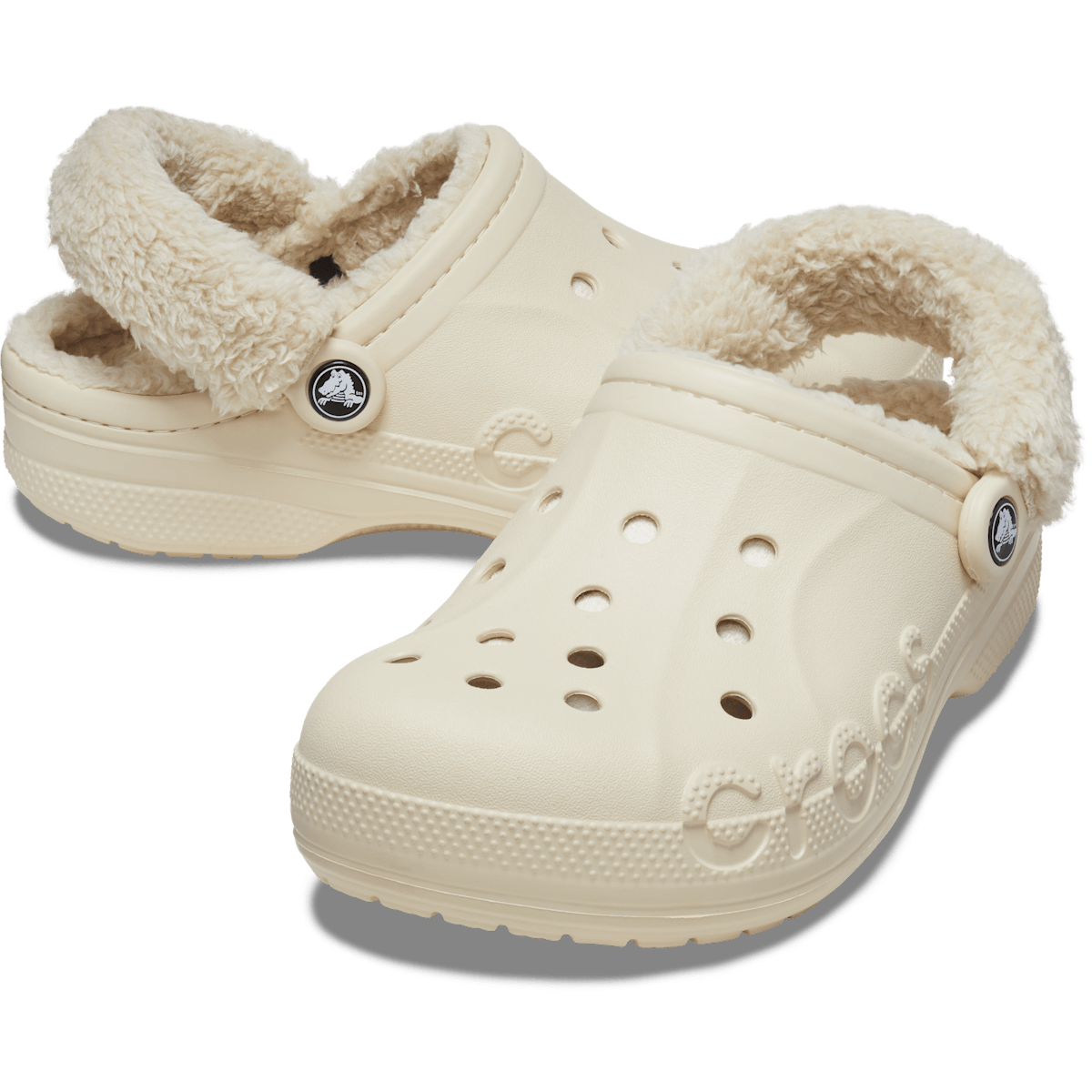 Baya Lined Fuzz-Strap Clog - Winter White