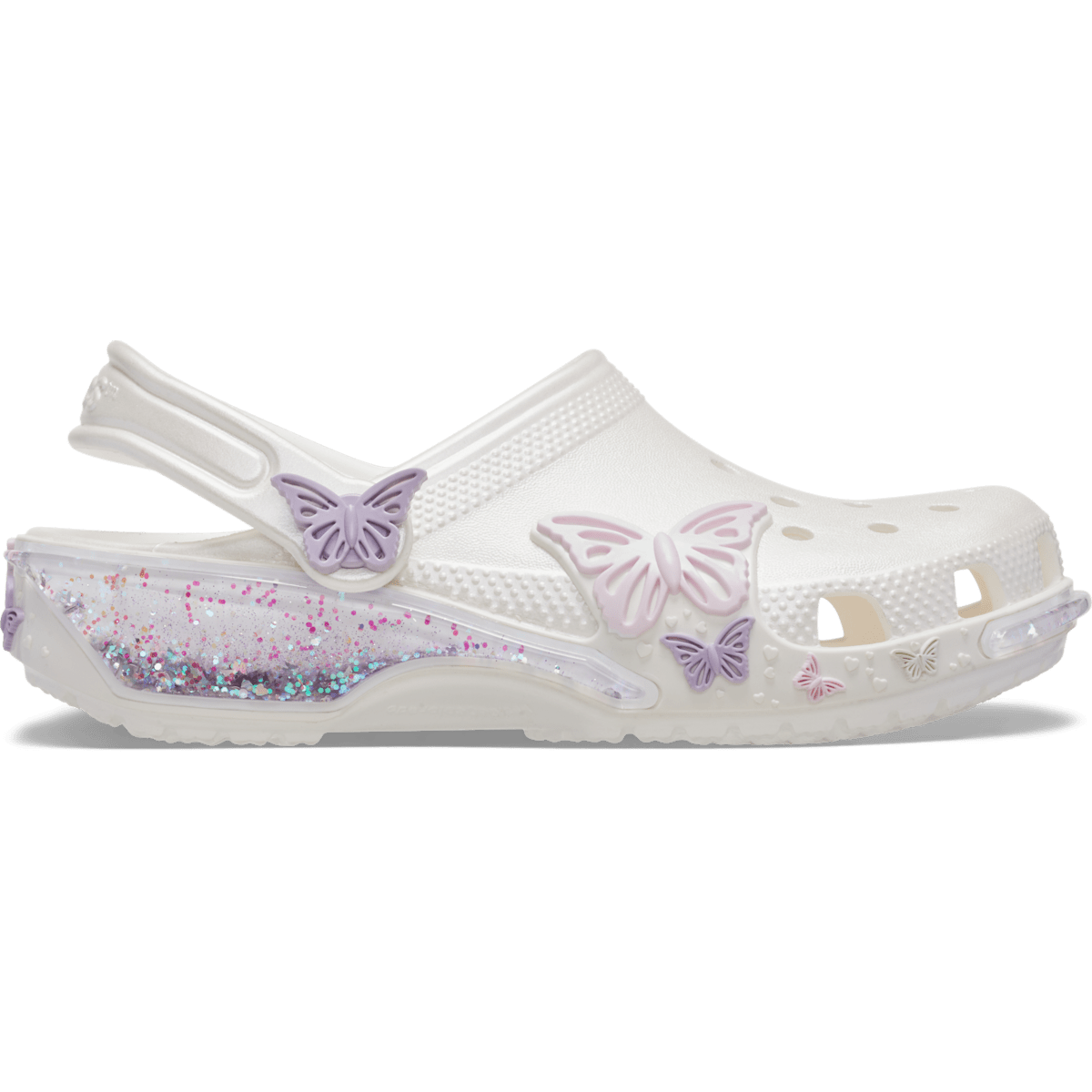 Kids' Classic Butterfly Sparkle Shaker Clog - White