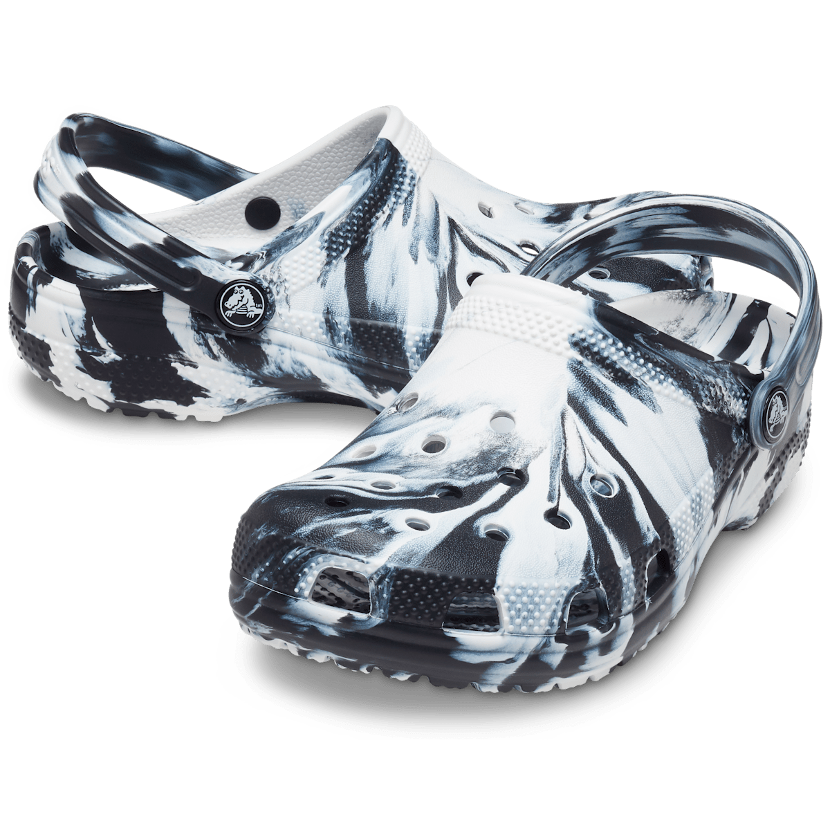 Kids' Classic Marbled Clog - Black / White