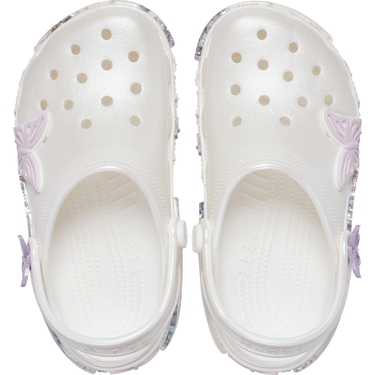 Kids' Classic Butterfly Sparkle Shaker Clog - White