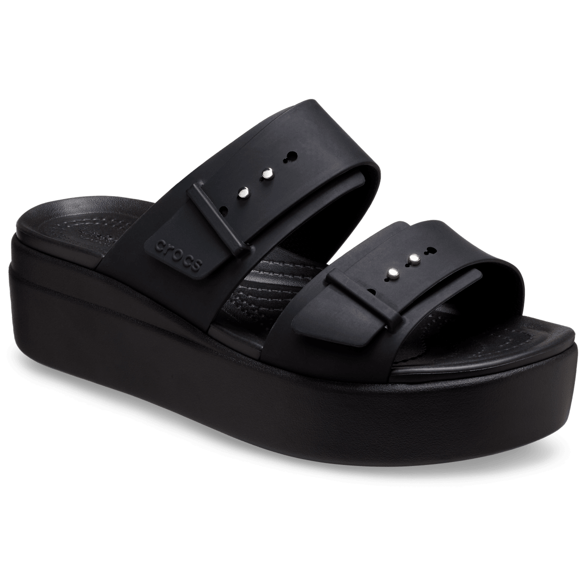 Brooklyn Buckle Low Wedge Sandal - Black