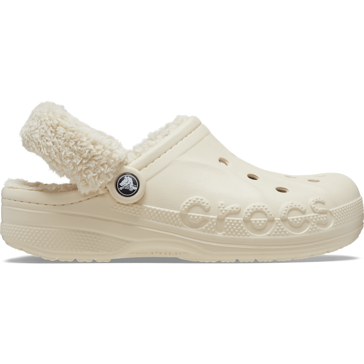 Baya Lined Fuzz-Strap Clog - Winter White