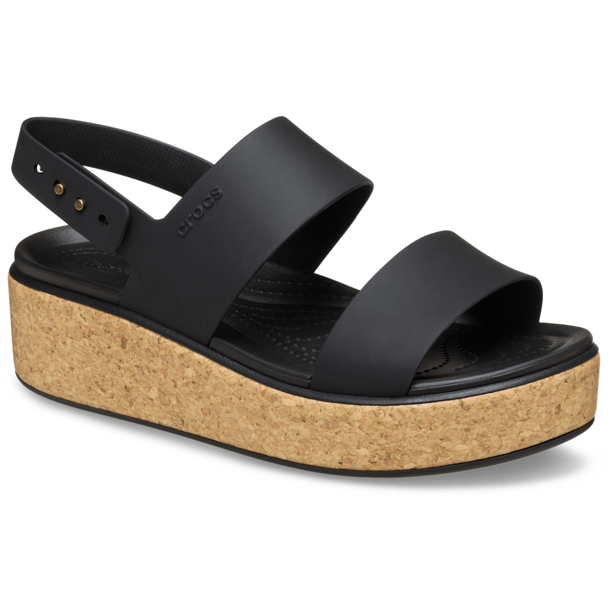 Brooklyn Low Wedge Cork Sandal - Black / Black