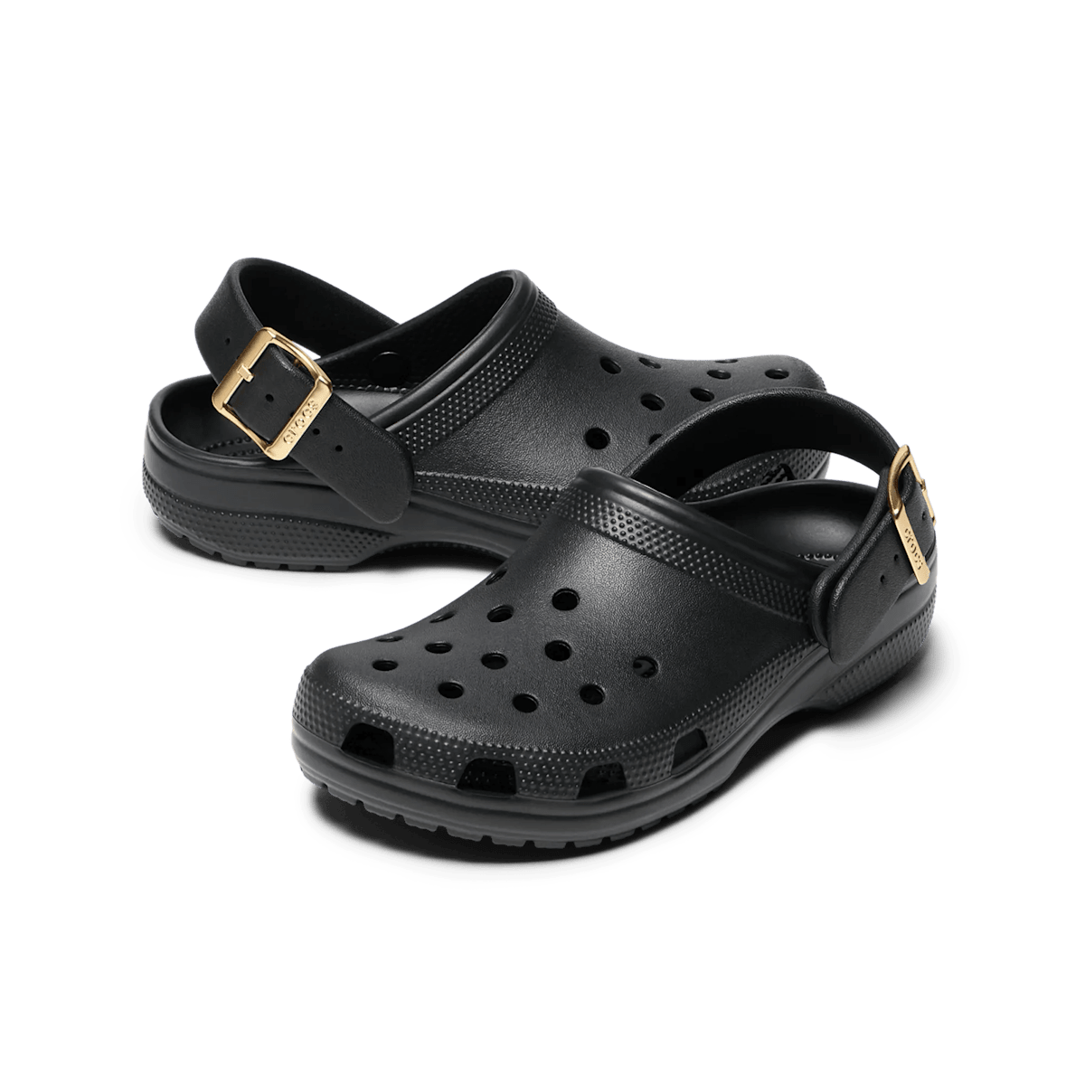 Classic Metallic Buckle Clog - Black