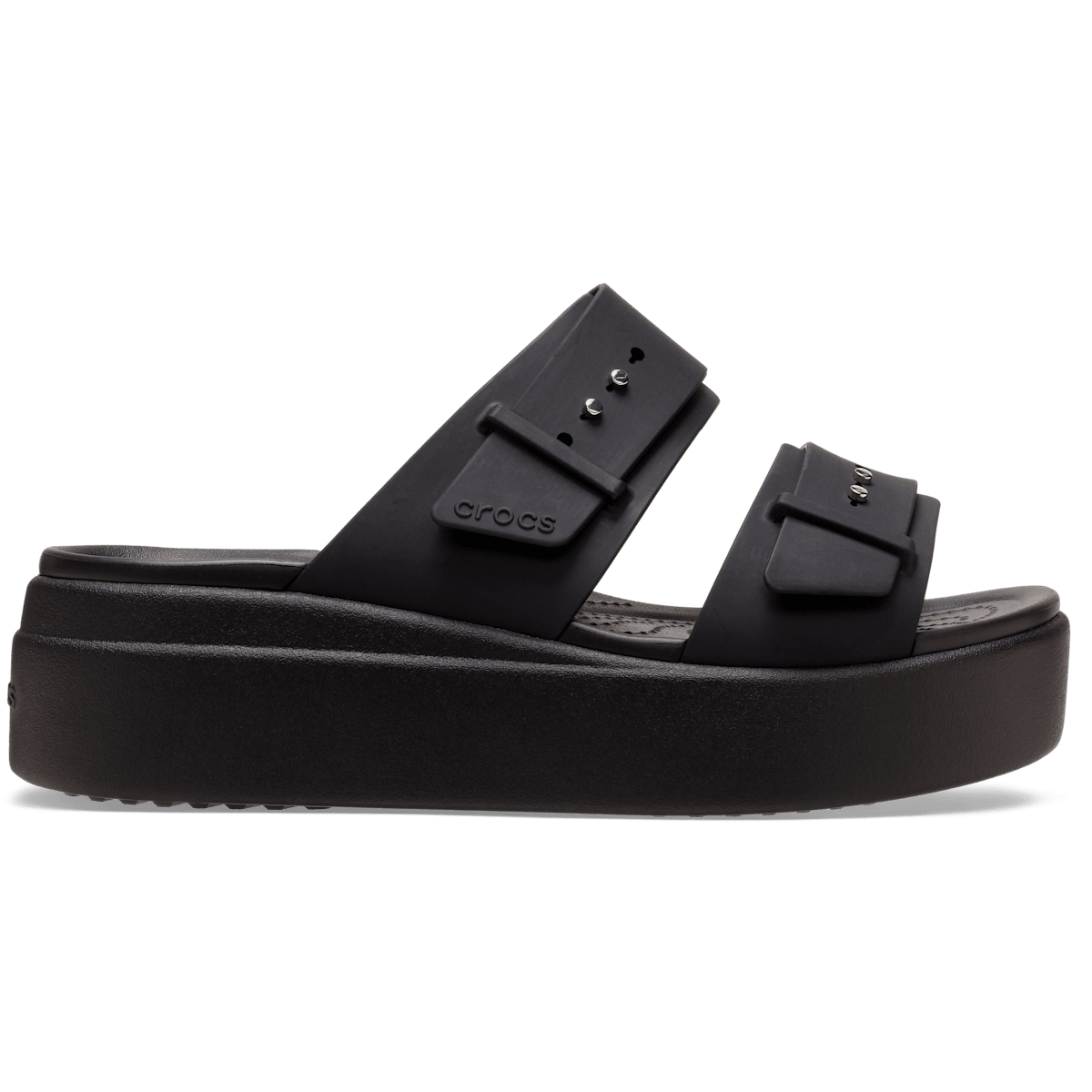 Brooklyn Buckle Low Wedge Sandal - Black