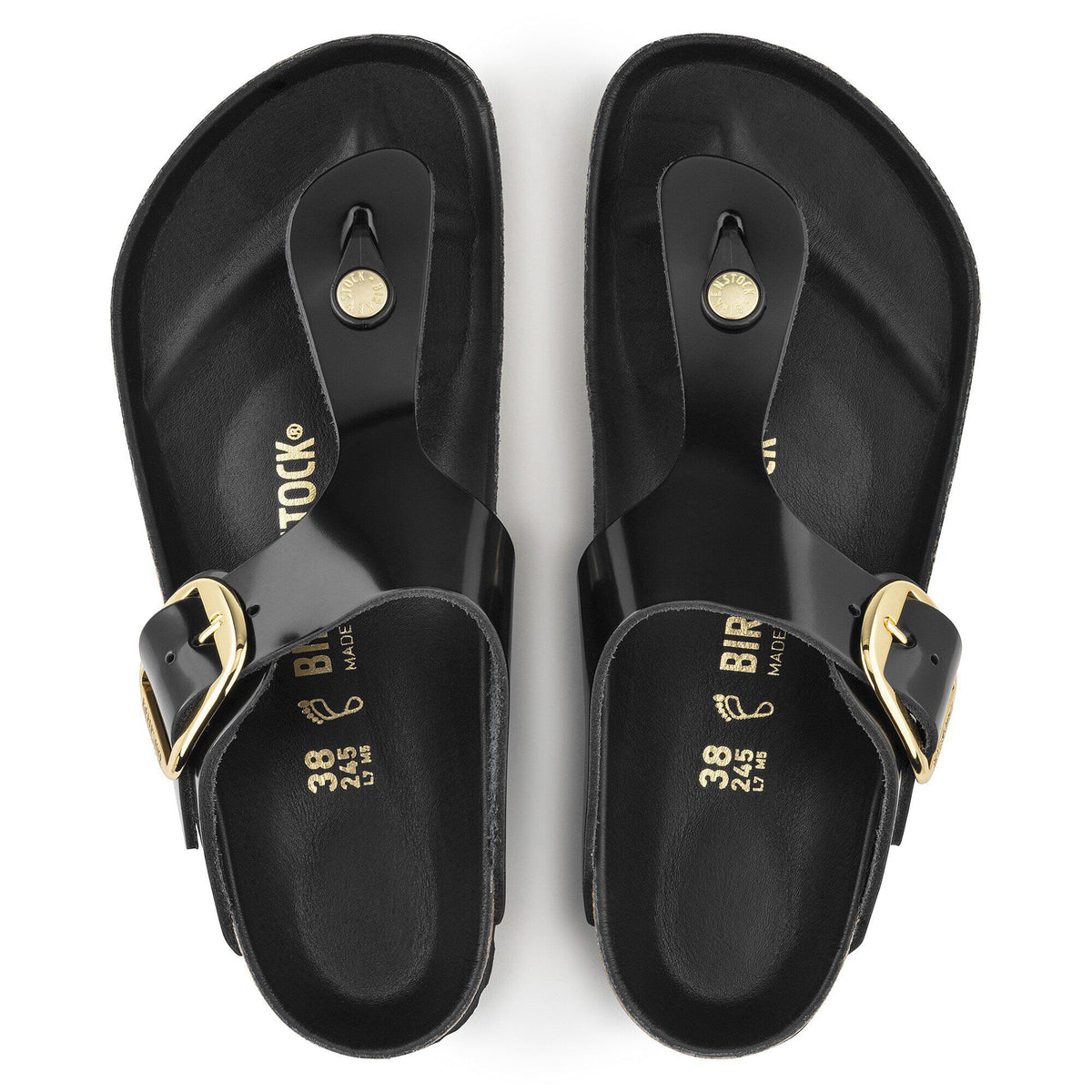 Gizeh Big Buckle Natural Leather Patent - High Shine Black