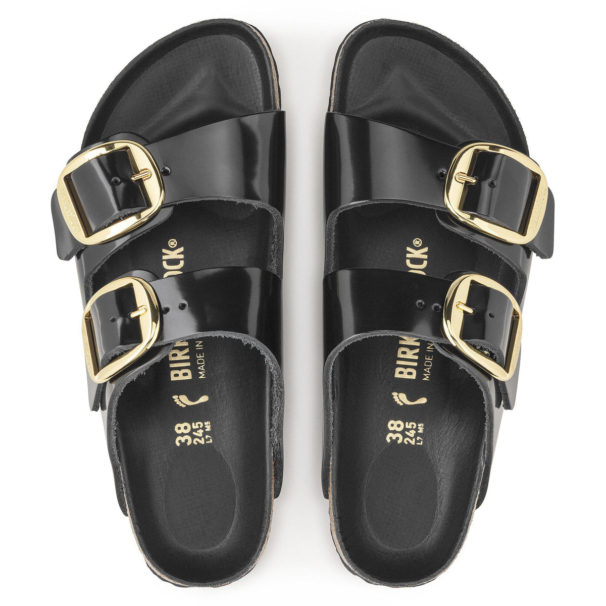 Arizona Big Buckle Natural Leather Patent - High Shine Black