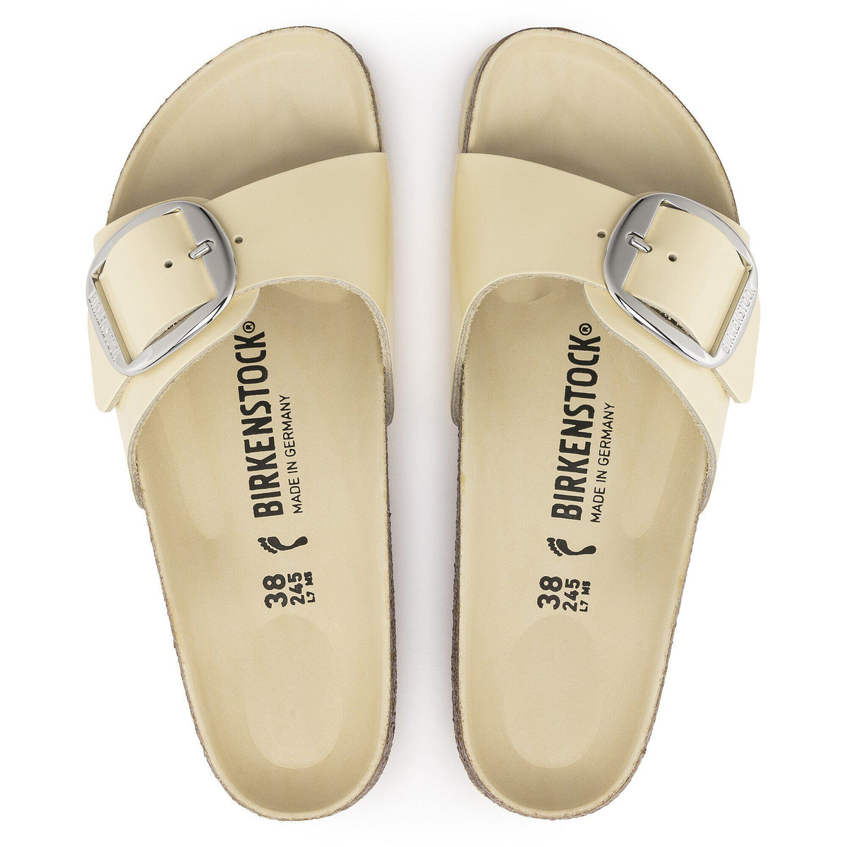 Madrid Big Buckle Natural Leather Patent - High Shine Butter