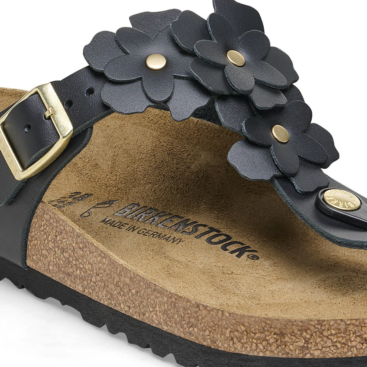Gizeh Flower Embellishment Natural Leather - Black
