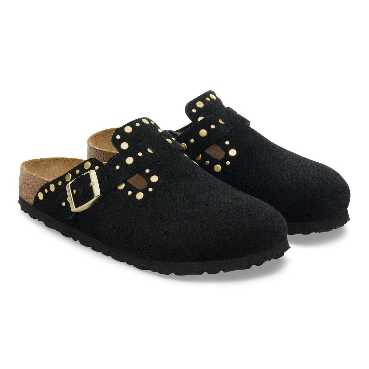 Boston Rivet Suede Leather - Black