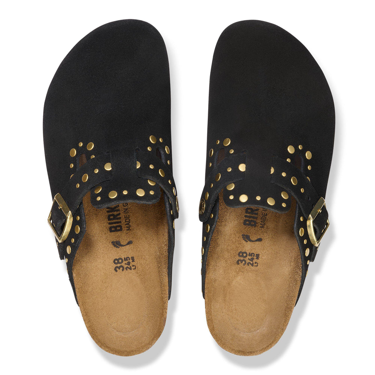 Boston Rivet Suede Leather - Black