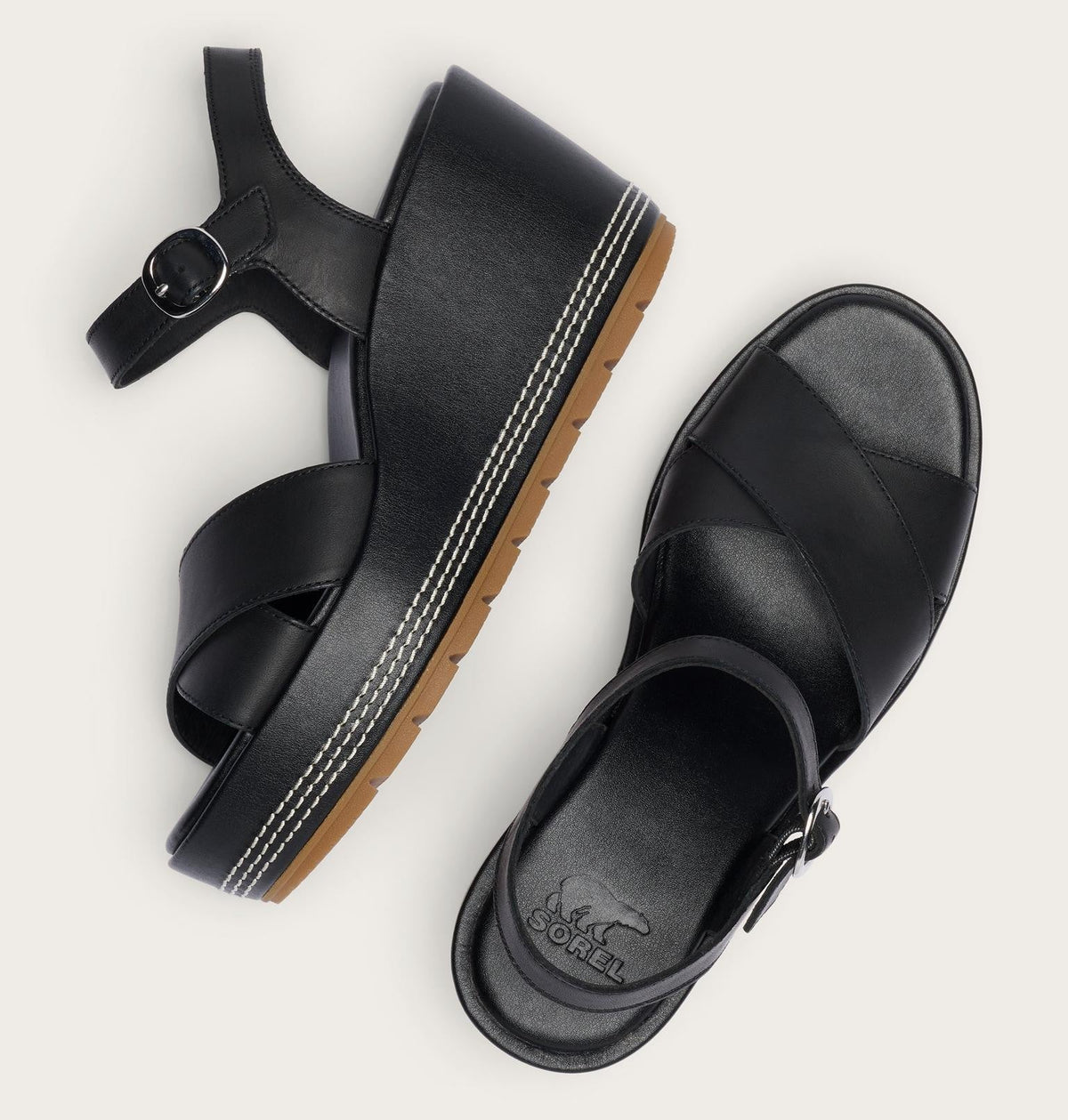 Sunpeak™ Wedge Ankle Strap Women's Sandal - Black, Gum 2