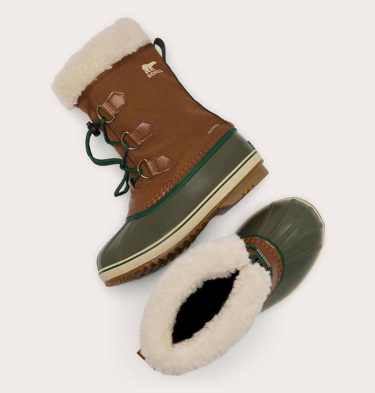 Big Kids Yoot PAC™ Nylon Winter Boot - Velvet Tan, Stone Green