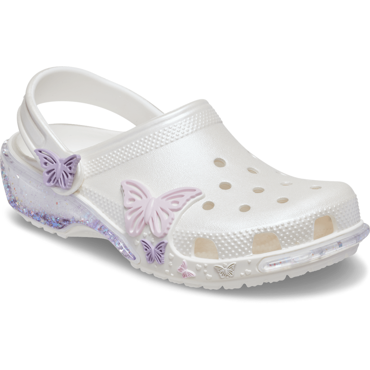 Kids' Classic Butterfly Sparkle Shaker Clog - White