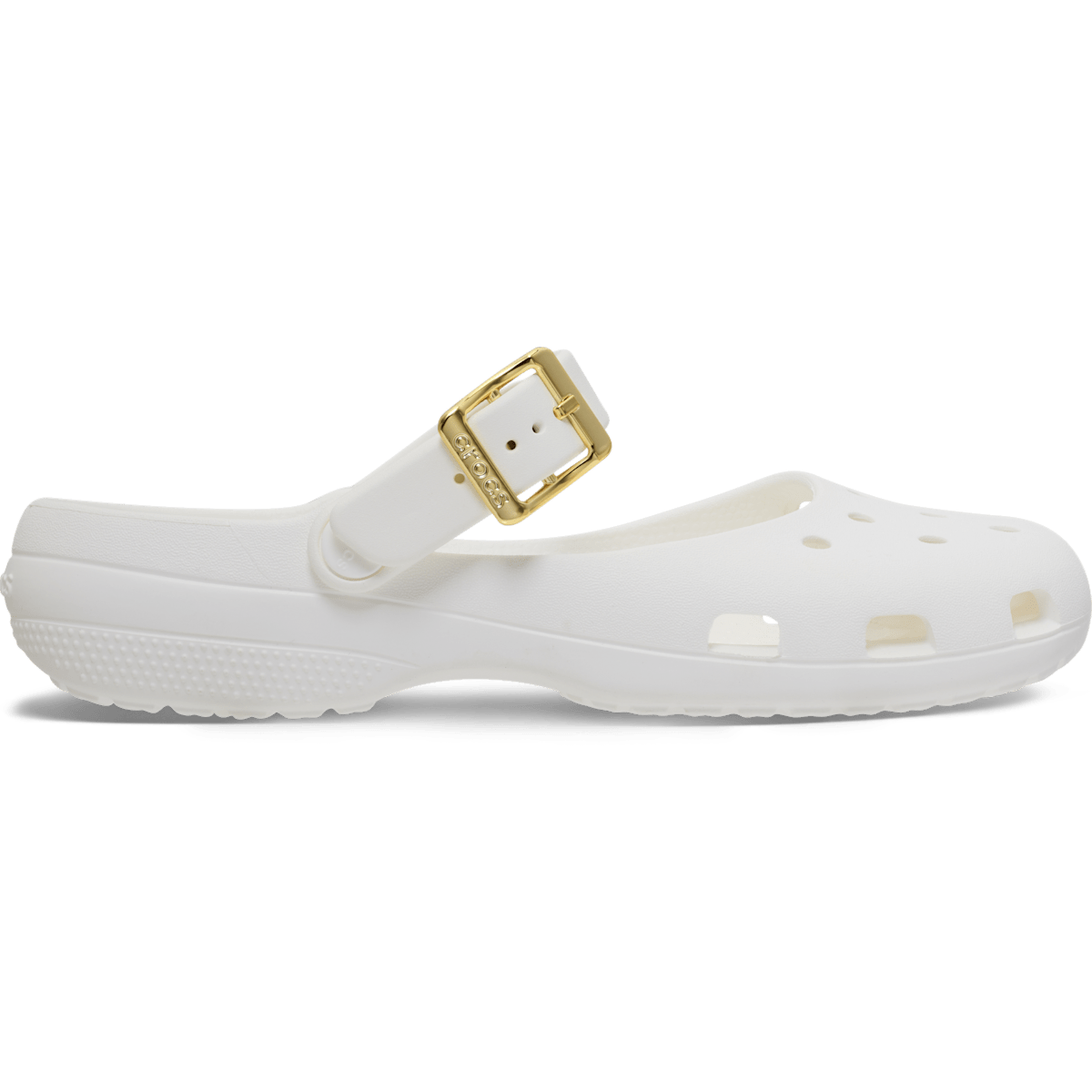 Classic Metallic Buckle Ballet - White / Gold