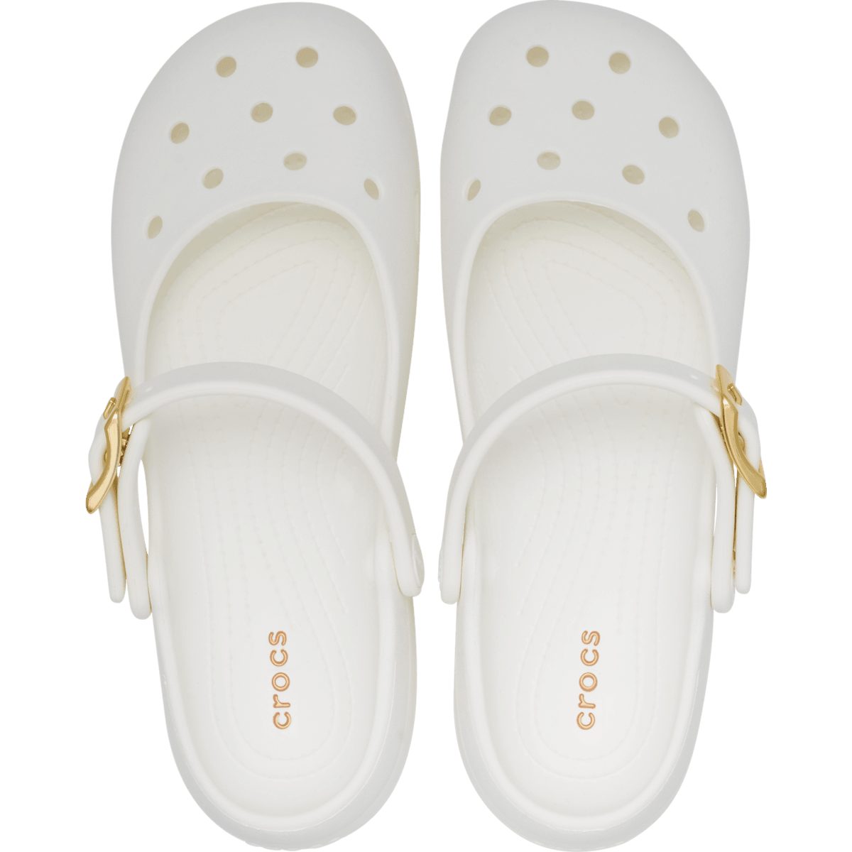 Classic Metallic Buckle Ballet - White / Gold