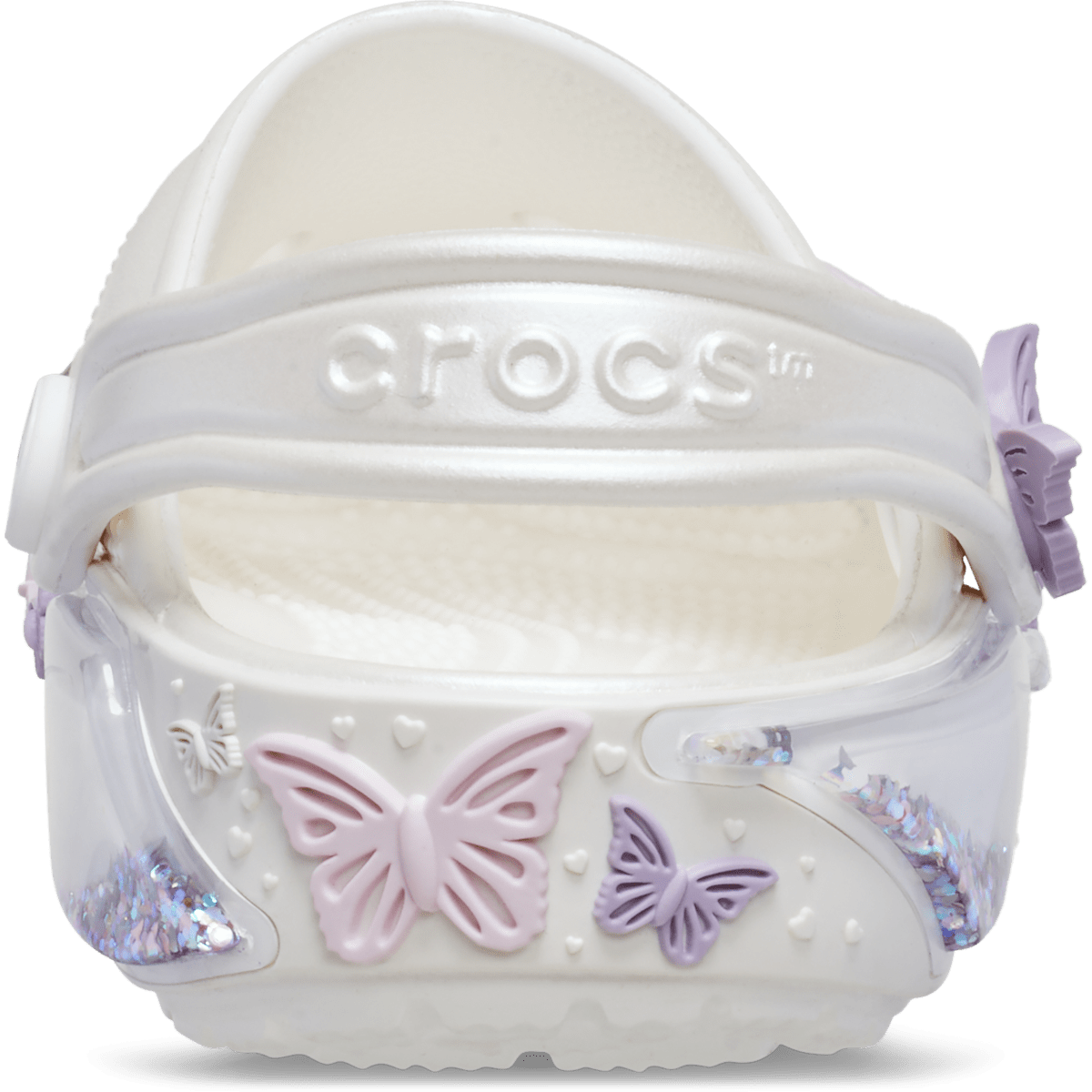 Toddler Classic Butterfly Sparkle Shaker Clog - White
