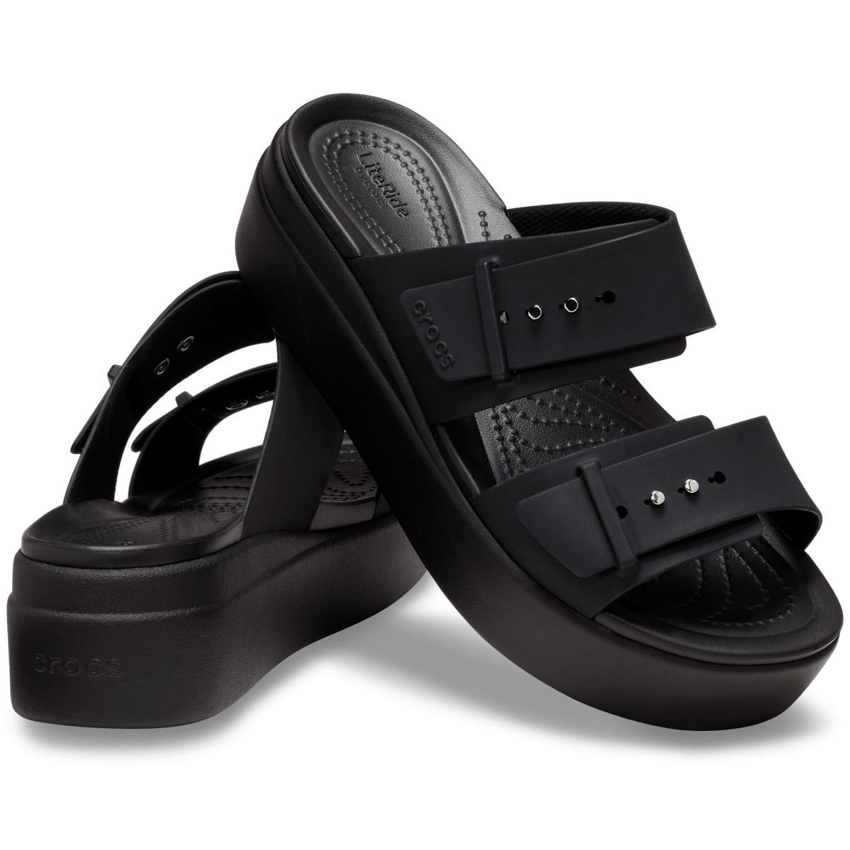 Brooklyn Buckle Low Wedge Sandal - Black