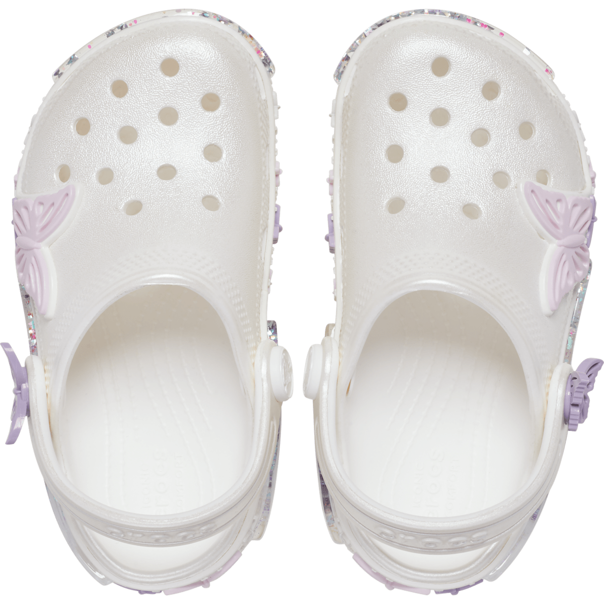 Toddler Classic Butterfly Sparkle Shaker Clog - White