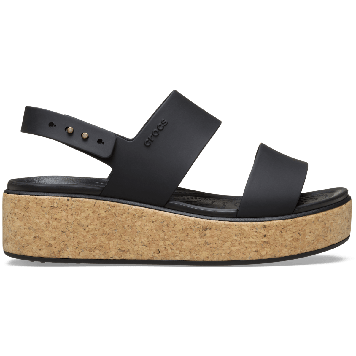 Brooklyn Low Wedge Cork Sandal - Black / Black