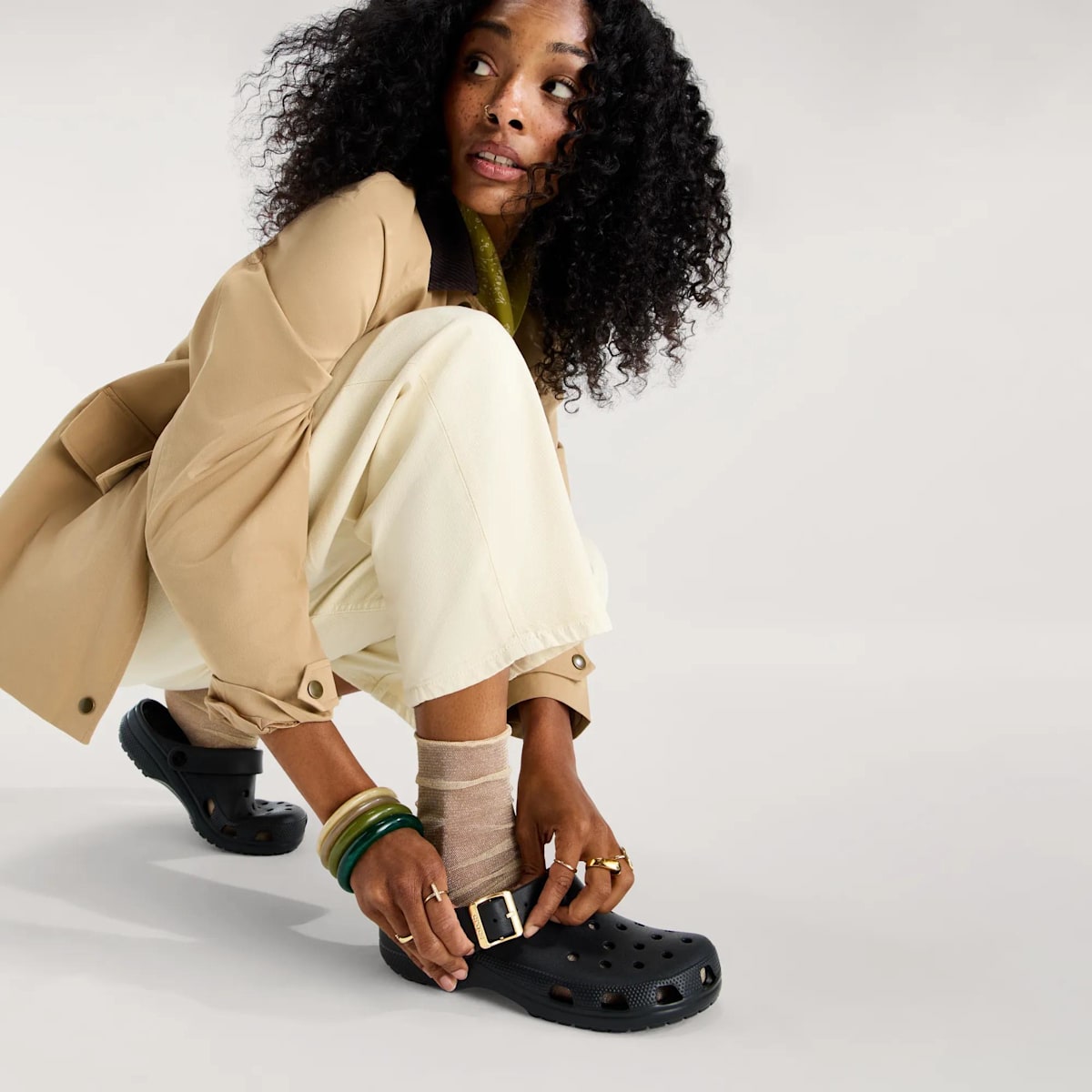 Classic Metallic Buckle Clog - Black