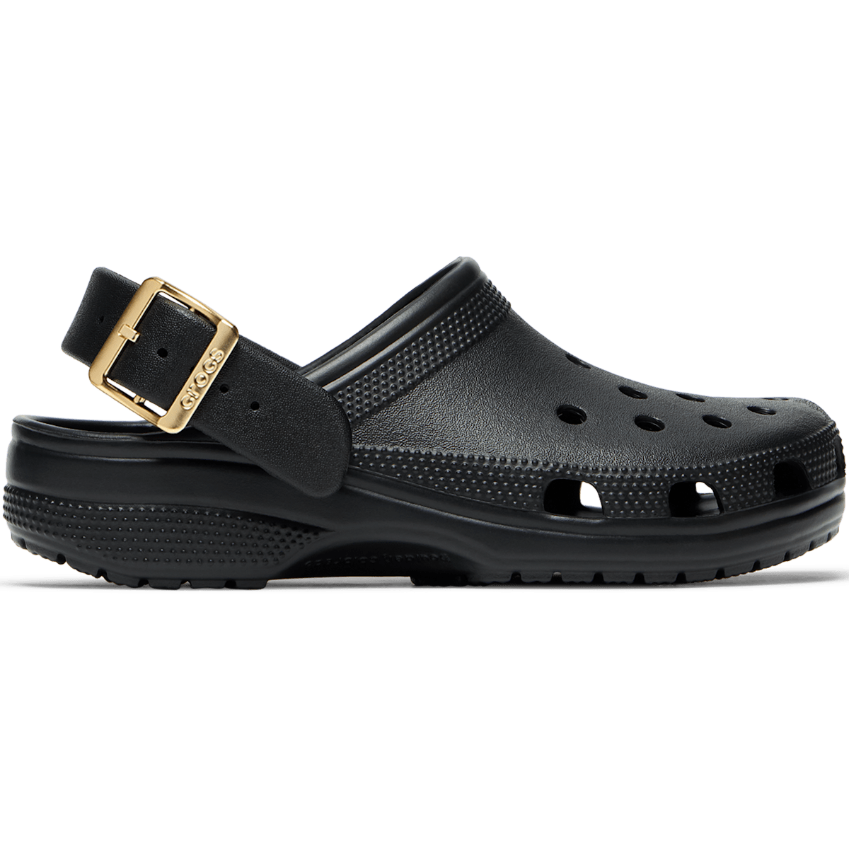 Classic Metallic Buckle Clog - Black