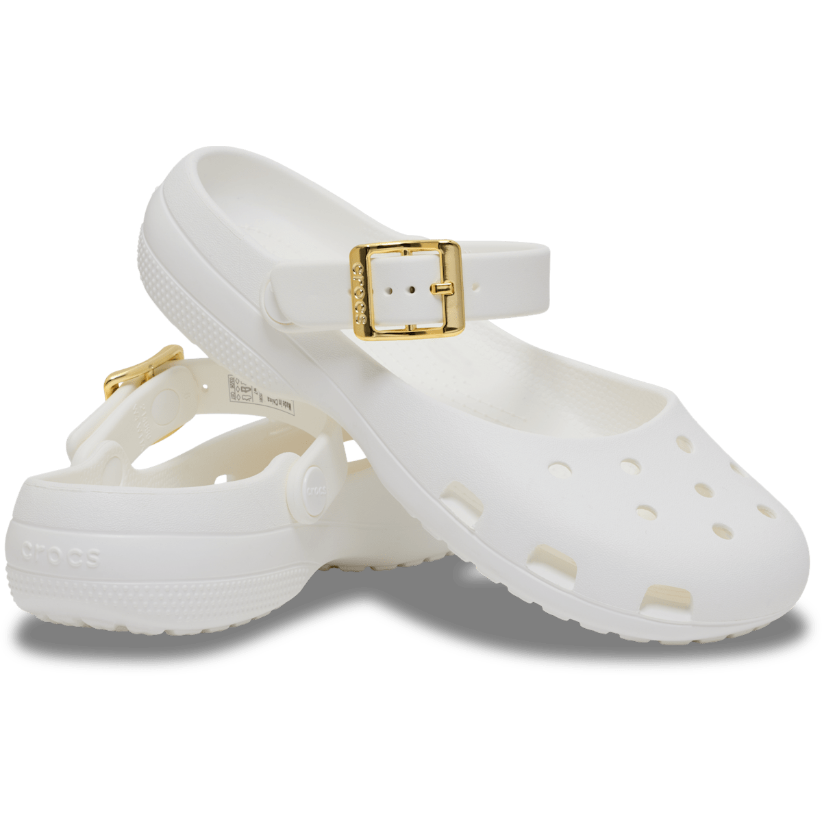 Classic Metallic Buckle Ballet - White / Gold