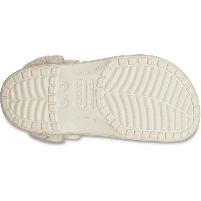 Baya Lined Fuzz-Strap Clog - Winter White